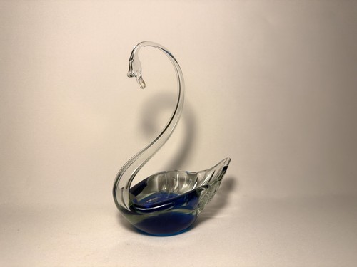 Clear glass blue swan - blue,