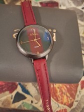 Quartz Ladies Watch With Battery In Red And Black With Red Strap