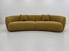 Mustard Boucle Sectional Curved 4 Seater Sofa Made To Order FREE UK Delivery