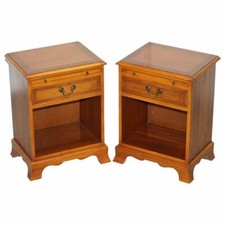 PAIR OF GRANGE PARIS HAND MADE IN FRANCE CHEERY WOOD SIDE END LAMP WINE TABLES 