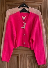 Ex-RIVER ISLAND New Cerise / Baby Pink Relaxed Fit Cardigan Size 6  RRP=£35