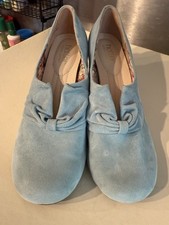 Hotter Donna Duck Egg Blue Suede Court Shoes Size 6