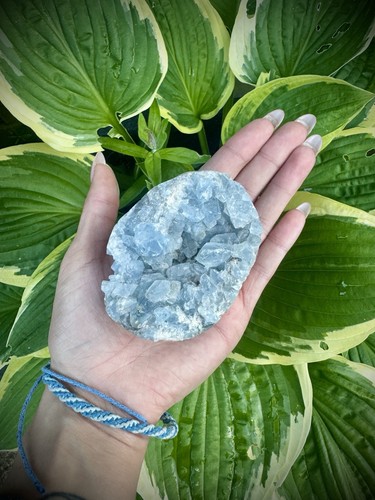 Celestite geode half - celestite,