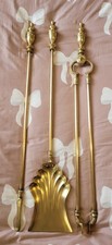 Vintage Brass Fire Irons Poker