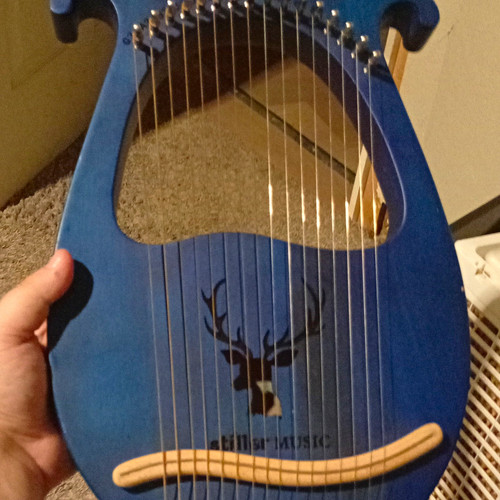 Blue wooden lyre harp string - blue,