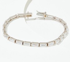 Diamonique x Jen Coffey Baguette Tennis Bracelet Sterling Silver, 6-3/4"