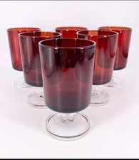 Luminarc Red Wine Glasses Set of 6 Vintage 70s Arcopal France 125ml Retro 