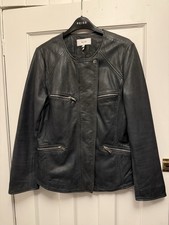 REISS Indie’ Dark Blue Leather Jacket Size UK 12, new without tags