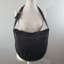 WHISTLES Black Leather Retro Hobo Shoulder Bag Belt Strap Tote Shaped Handbag