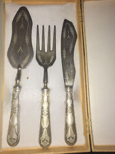 Antique Victorian 800 Solid Silver Fish / Pie / Cake Cutlery Set