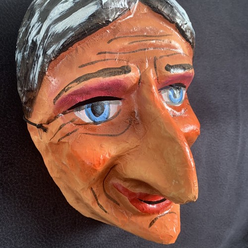 Witch paper mache mask - paper,