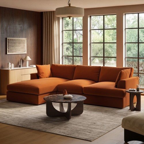 Large burnt orange velvet left - burnt,