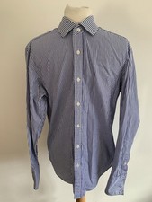John Francomb Classics T.M.Lewin Fitted Blue Stripe Shirt Double Cuff Neck 15”