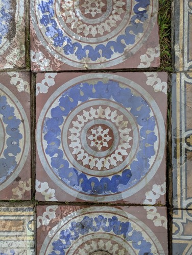 119 large antique encaustic - antique,