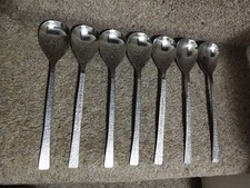 7 Viners Dessert Spoons STUDIO Bark 20.5cm Sheffield stainless steel 