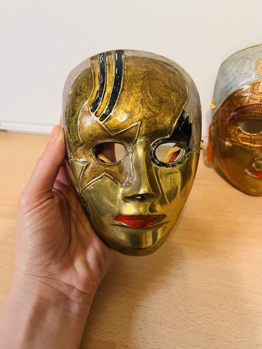 Handcrafted brass mask - brass,