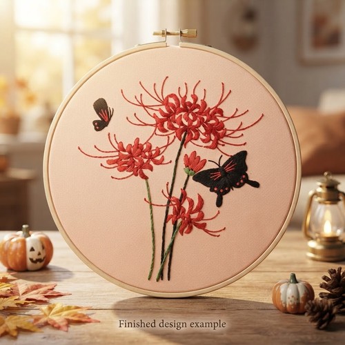 Spider lily embroidery kit red - spider,