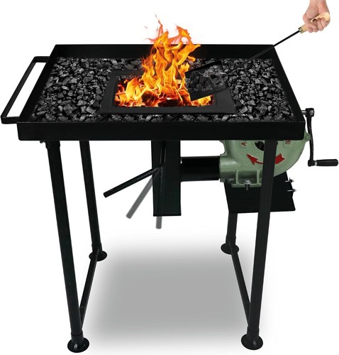Coal forge stand with fire - coal, pot