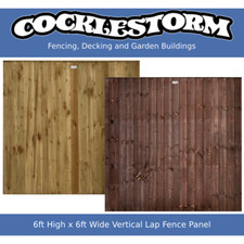 6ft High x 6ft Wide Vertical Lap Feather Edge Timber Garden Fence Panel