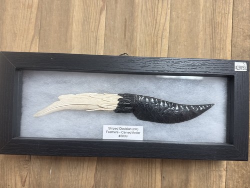 Handle carved antler feathers - handle-carved,