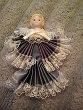 Antique Victorian Porcelain Angels Ornament Bisque Head Material Wings Christmas