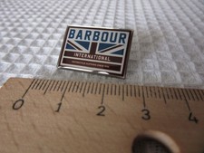 BARBOUR INTERNATIONAL MOTORCYCLE CLOTHING union jack lapel pin badge