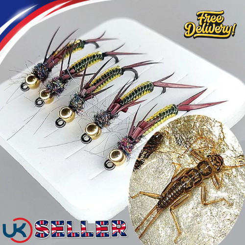 5pcs stonefly larvae fly baits - larvae,