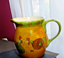 Hand-Painted Funny Ceramic, Rooster or Chicken Pottery Water Jug