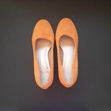 M&S Collection Insolia mustard yellow suede slip-on block heel shoes - size 5