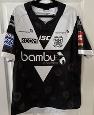 Hull FC Rugby Shirt ISC – Black & White Chevron – Size L – Good Condition