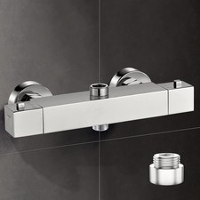 Thermostatic Shower Mixer Bar Two Outlet Square Shower Mixer Tap Wall Mounted