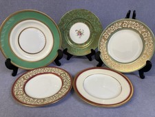 Minton Plates Bone China x5 decorative green gold side cake T3800 G