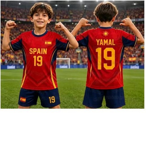 Spain home kids football kit - football,