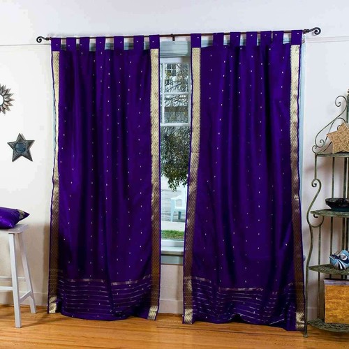 Purple tab top sheer sari - purple,