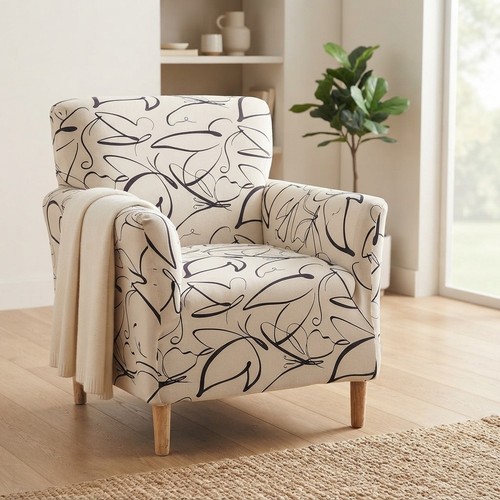 Beige high stretch armchair - beige,