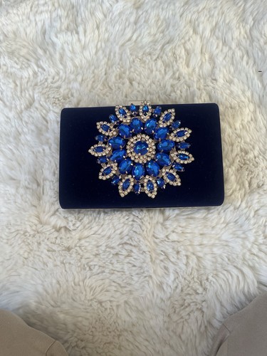 Royal blue embellished - blue, clutch