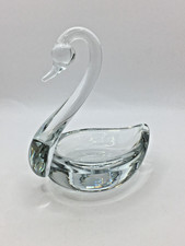 Vintage Glass Swan Trinket Dish Ornament Figurine 11.5cm  C45 P966