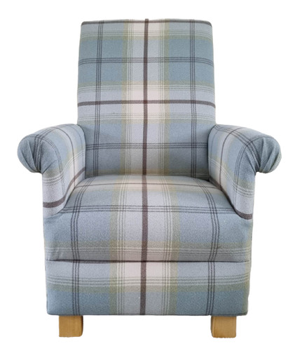 Duck egg tartan armchair chair - duck,
