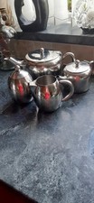 4 Piece Stainless Steel Tea Set In Excellent Condition