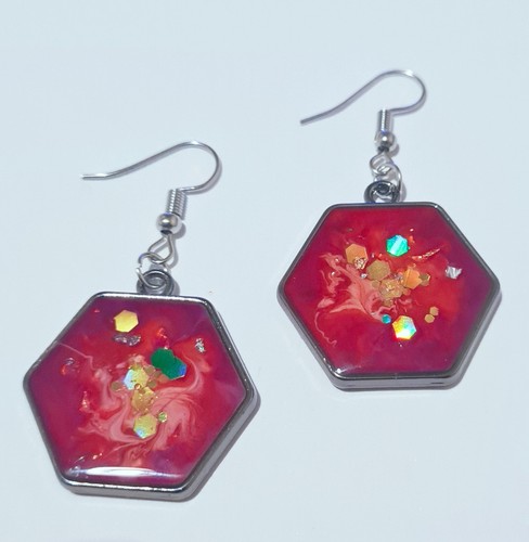 Maroon handmade hexagon drop - handmade,