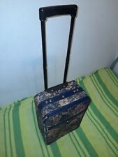 Vintage JAGUAR Luggage Blue/Grey Brocade Rolling Carry-On Vacation Travel Bag