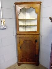 Provincial 1750 Georgian Walnut Character Country Rustic Corner Cupboard Cabinet