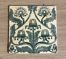 Art Nouveau tile, Victorian blue & white tile, 6 inch