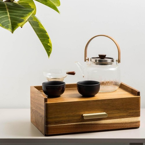 Wooden tea bag organizer - wooden,