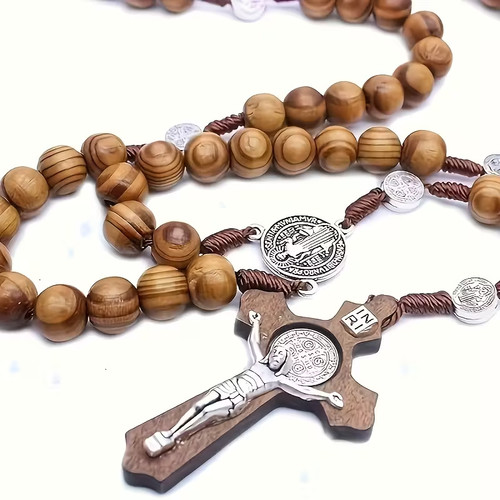 Cross rosary necklace with - rosary,