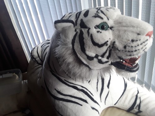 Real size white stuffed tiger - white,