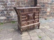 Antique Chinese Carved Dragon Cabinet With Mother Of Pearl Inlay Huanghuali