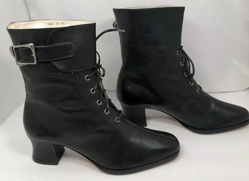 Black granny boots buckle - boots,