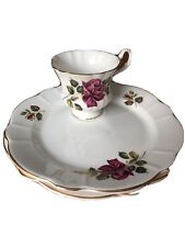 Windsor bone china cup and afternoon tea plate with red roses. Set of 2