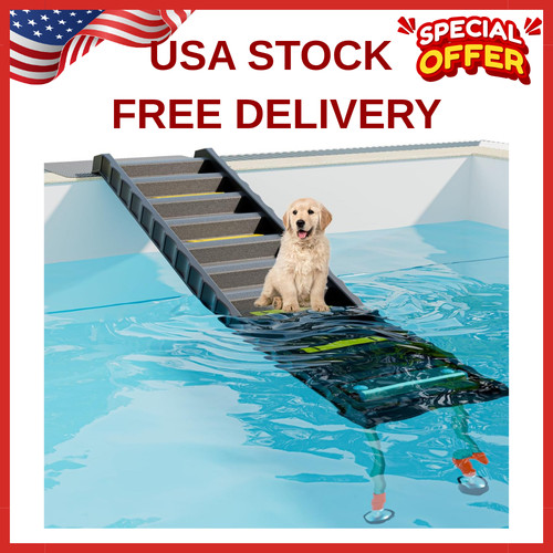 Foldable dog pool ramp with - dog,
